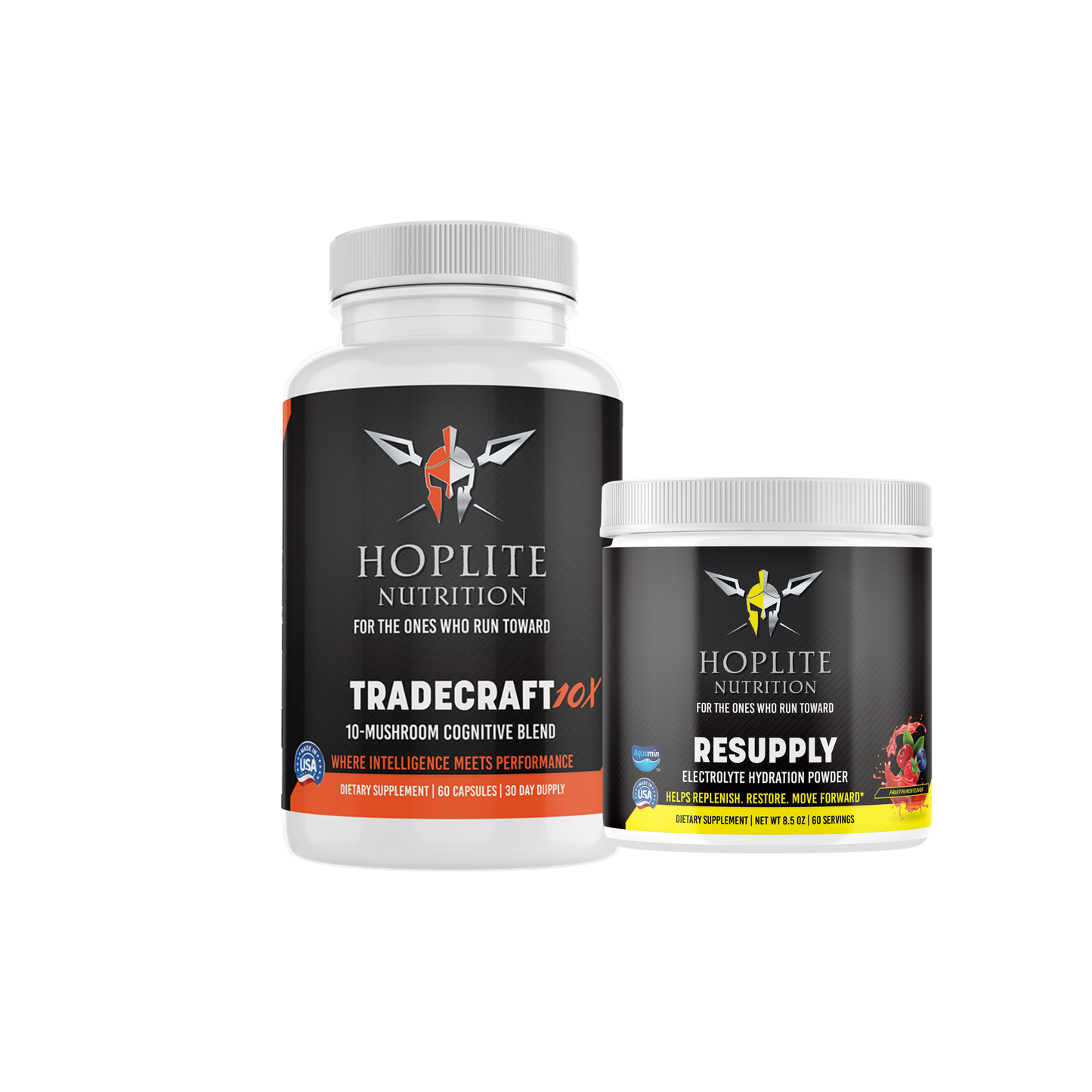 Hoplite Forward Operating Stack — Resupply hydration powder and Tradecraft 10X cognitive blend