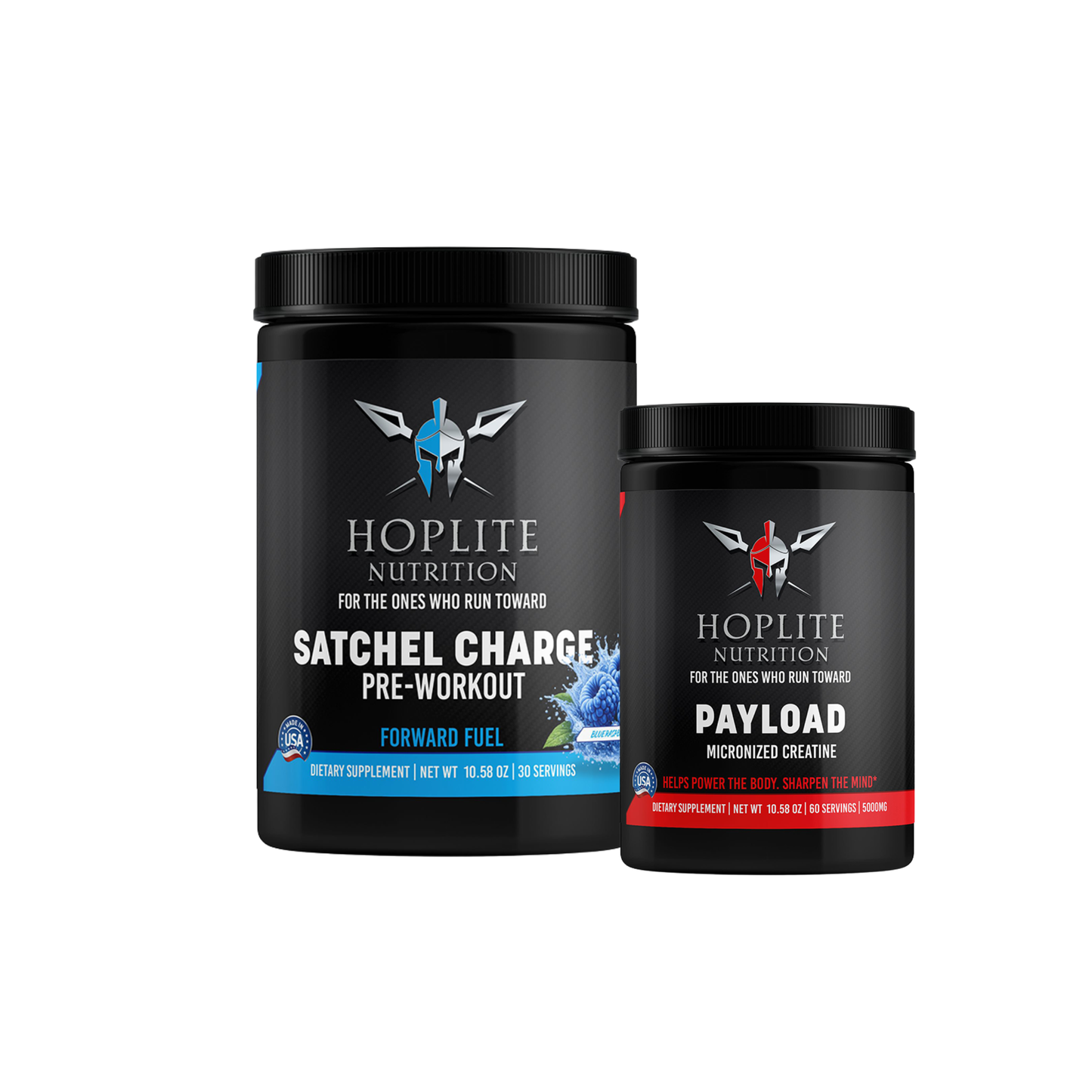 Hoplite Mission Ready Stack — Satchel Charge pre-workout and Payload micronized creatine