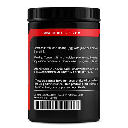 Hoplite Payload supplement facts panel — 5g creatine monohydrate, no proprietary blends