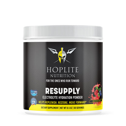 Hoplite Resupply — full-spectrum electrolyte hydration powder, fruit punch flavor